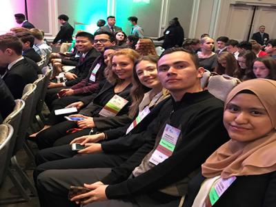 students at conference